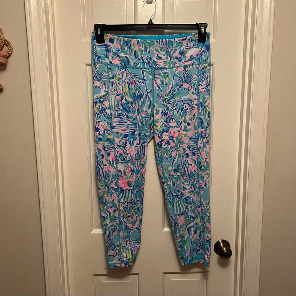 Lilly Pulitzer Weekender High Rise Midi Leggings Cabana Cocktail Size XL - Picture 3 of 6